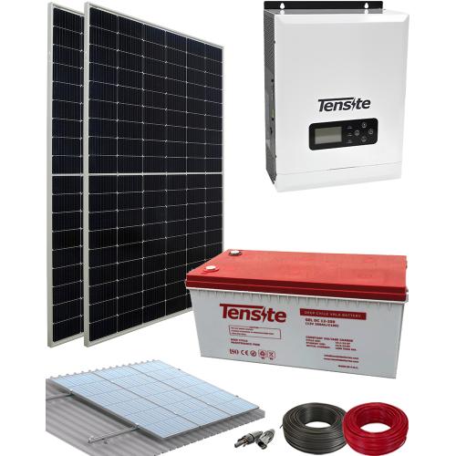 Kit Panel Solar Fotovoltaico Aislada 1000W 12V 3000Whdia con batería GEL