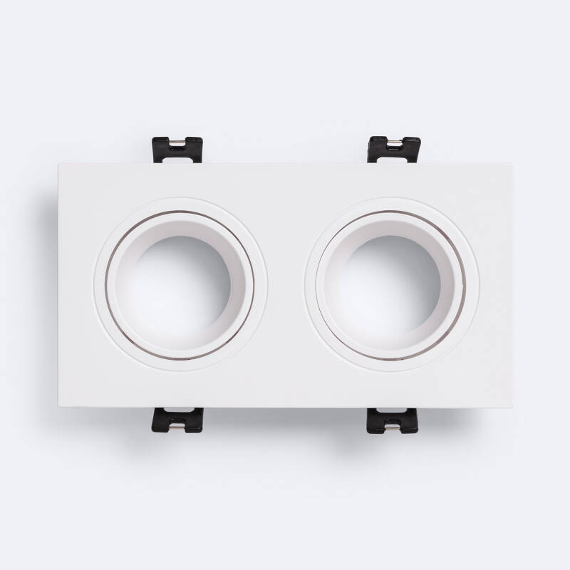 Aro Downlight Cuadrado Cónico Basculante para dos Bombillas LED GU10 / GU5.3 Corte 75x150 mm
