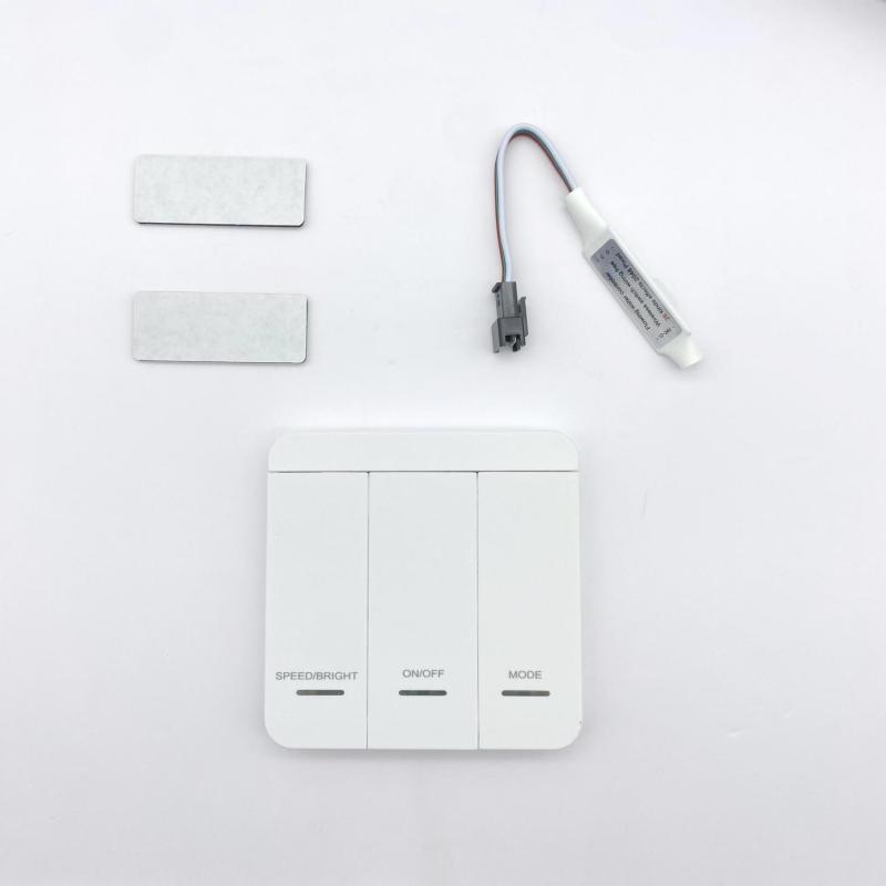 Controlador Regulador Tira Digital 12/24V DC con Mando RF 3 pulsadores