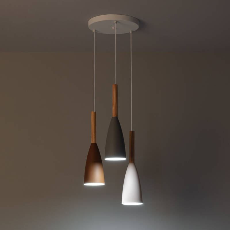 Lámpara Colgante Metal y Madera Rain