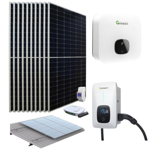 Kit Solar Carga Coche Eléctrico 11kW Monofásico 6000W Growatt