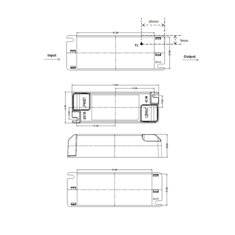 Driver LIFUD 220-240V Salida 25-40V 450mA DC 18W LF-GIF018YS0450H