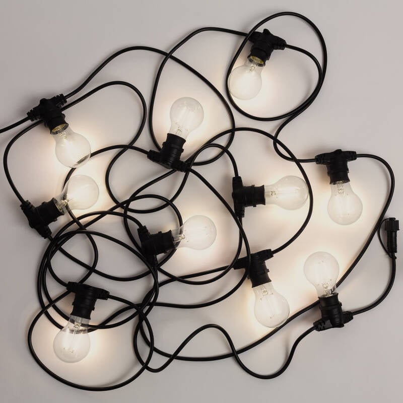 Guirnalda Exterior con Bombillas LED B22 Filamento A60 10m IP44 Negro