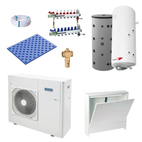 Kit Aerotermia con Suelo Radiante Domusa Dual Clima 19R 19kW R32 para 200m2