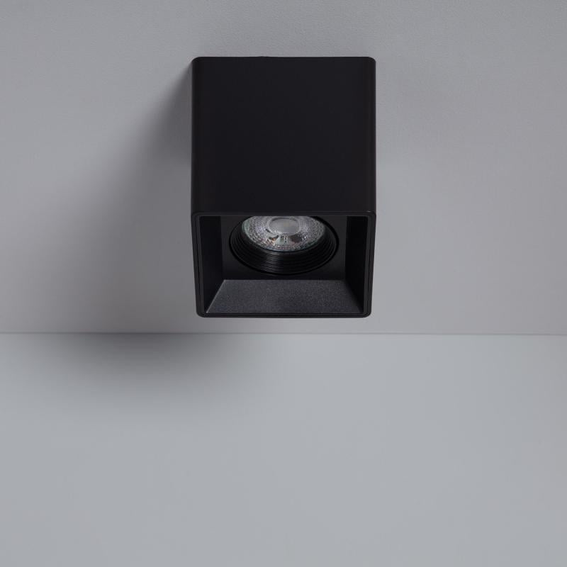 Aplique de Techo Cuadrado Negro con Bombilla GU10 Space