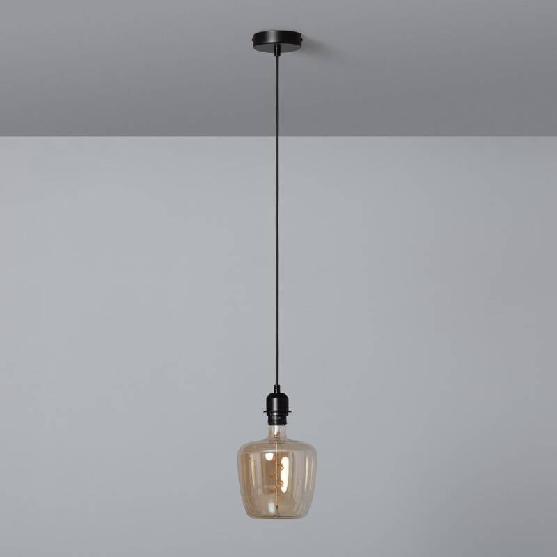Lámpara Colgante con Cable Textil Natural Negro Naomie