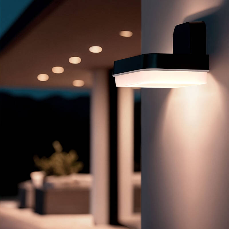 Aplique de Pared Exterior LED 10W Iluminación Rectangular Negro Mirto