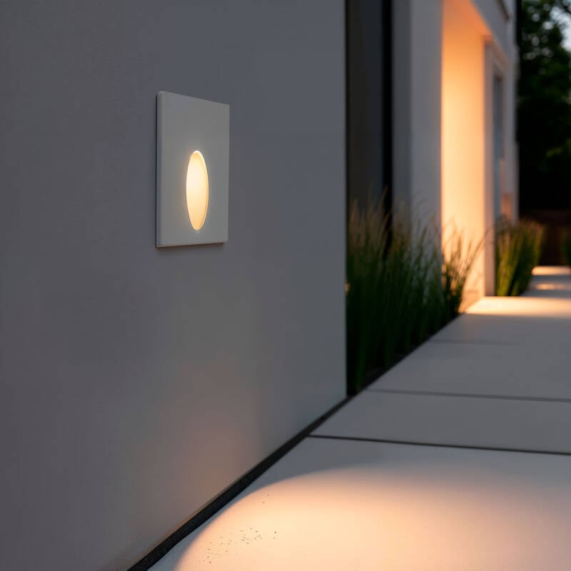 Baliza Exterior LED 3W Empotrable Pared Cuadrado Blanco Ellis