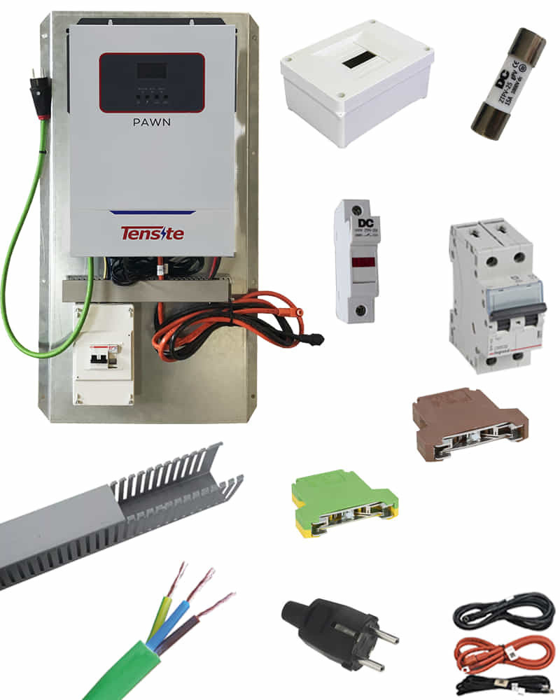 Inversor Cargador 3600W 24V Tensite Pawn premontado con protecciones Litio Pylon