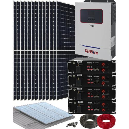 Kit Solar Aislada para Instalación Placas Solares en Vivienda Permanente 5500W 48V con 4 baterías de litio Tensite