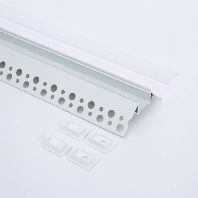 Perfil Aluminio Integrado en Escayola/Pladur Esquina Arista para Tira LED hasta 15 mm