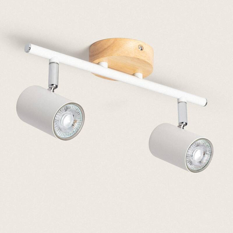 Lámpara de Techo Orientable Madera 2 Focos Olmo