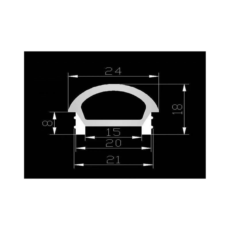 Perfil Neón SFLEX 24x18 Superficie Semicircular Curva Vertical para Tira LED IP20 hasta 15 mm