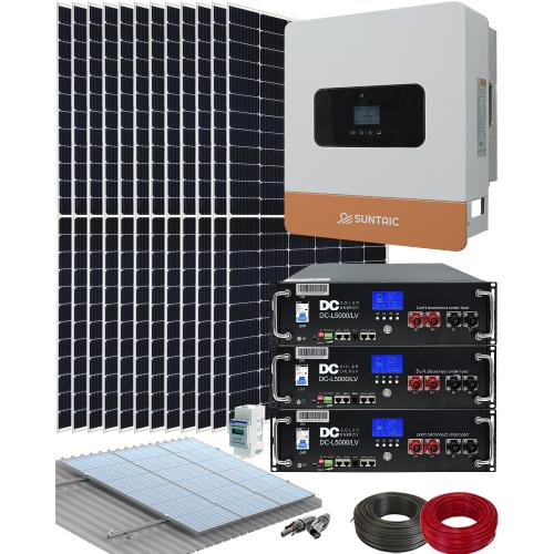 Kit Placas Solares con Inversor Híbrido Suntaic STH6M-2/GEN 6000W y Batería Litio DC 48V DC-5000/LV