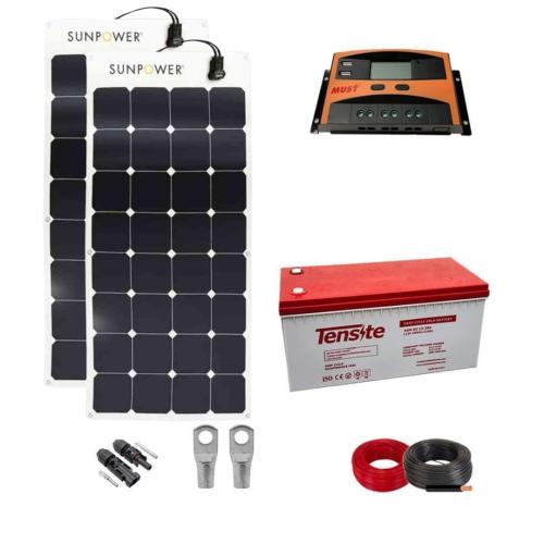 Kit con Placas Solares Autoinstalables SunPower 200W y Batería