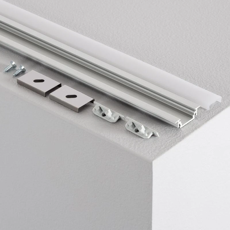 Perfil Aluminio Empotrable 1m para Tiras LED hasta 10 mm