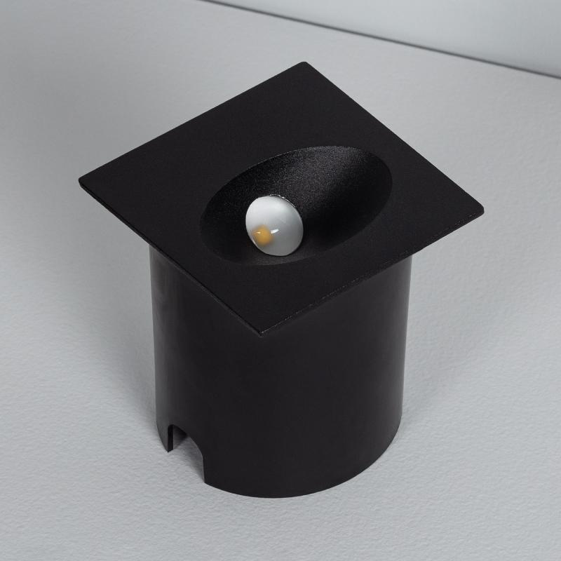 Baliza Exterior LED 3W Empotrable Pared Cuadrado Negro Coney