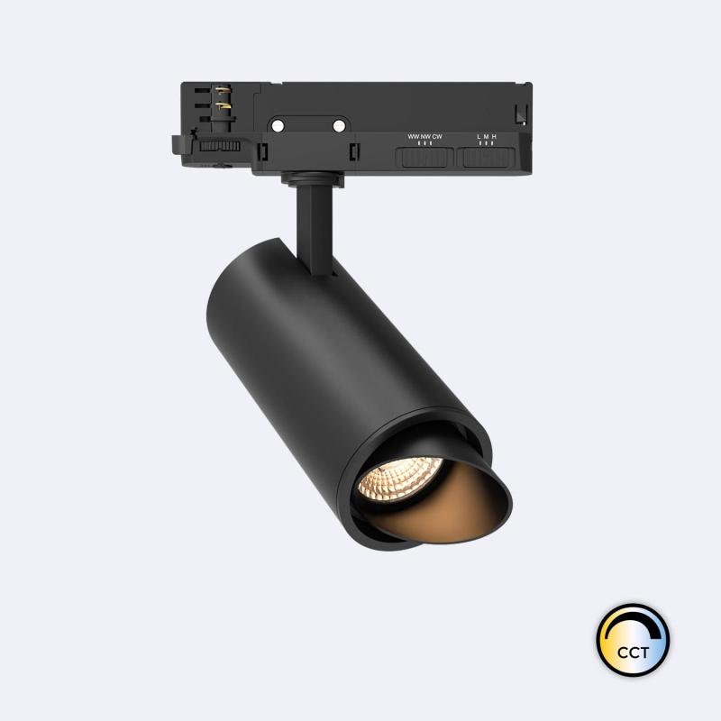 Foco Carril LED Trifásico 40W Fasano Bisel CCT Seleccionable Regulable Negro