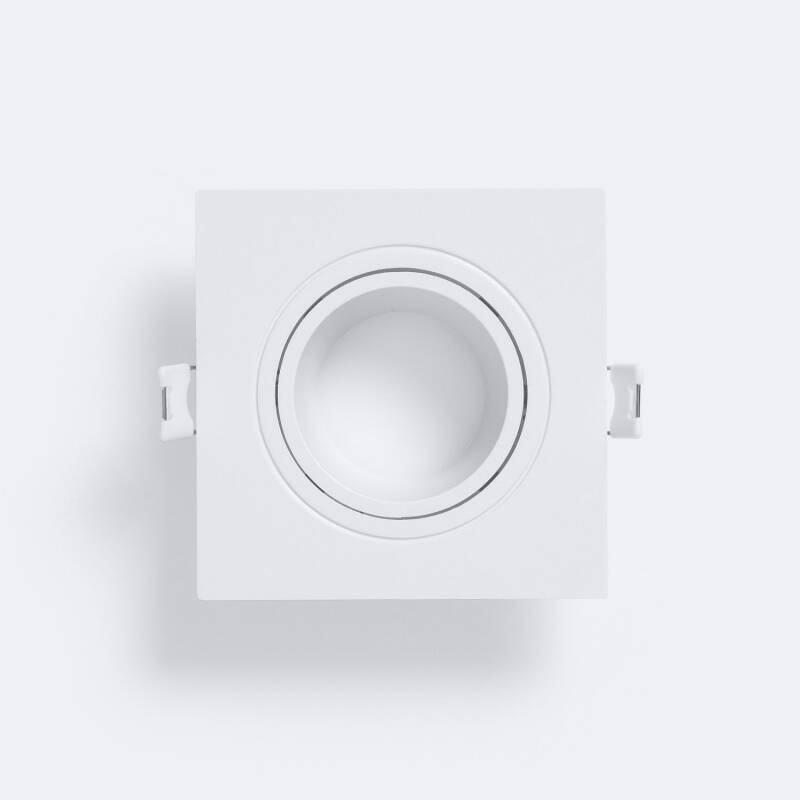 Aro Downlight Cuadrado Basculante para Bombilla LED GU10 / GU5.3 Corte Ø 75 mm