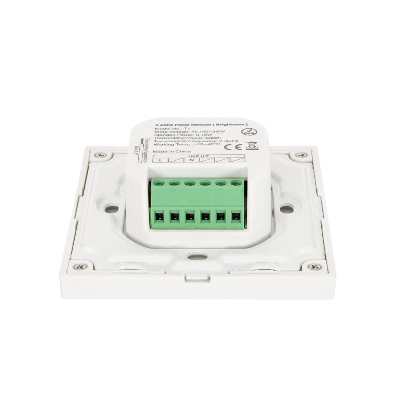 Mando RF 220-240V AC de Pared para Regulador LED Monocolor 4 Zonas RF MiBoxer T1