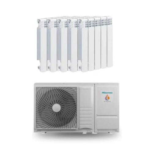 Kit Aerotermia con Radiadores Hidráulicos 8kW Hisense para vivienda 120m2