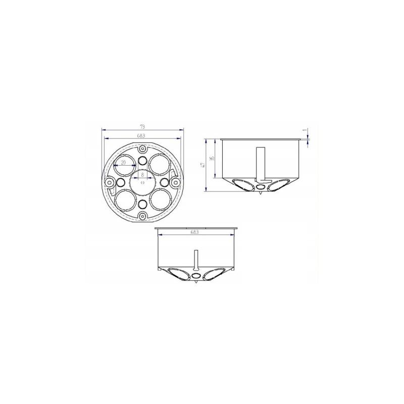 Caja de Mecanismos Universal Empotrable para Pladur Ø72x48 mm