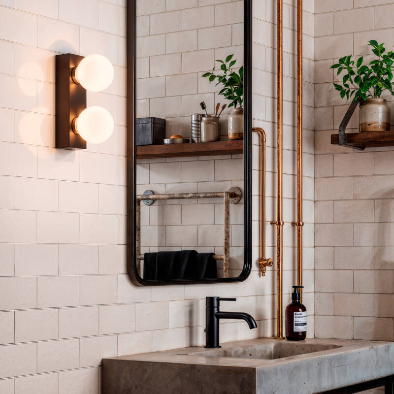 Lámpara de Pared Baño Metal 2 Focos Aizkra