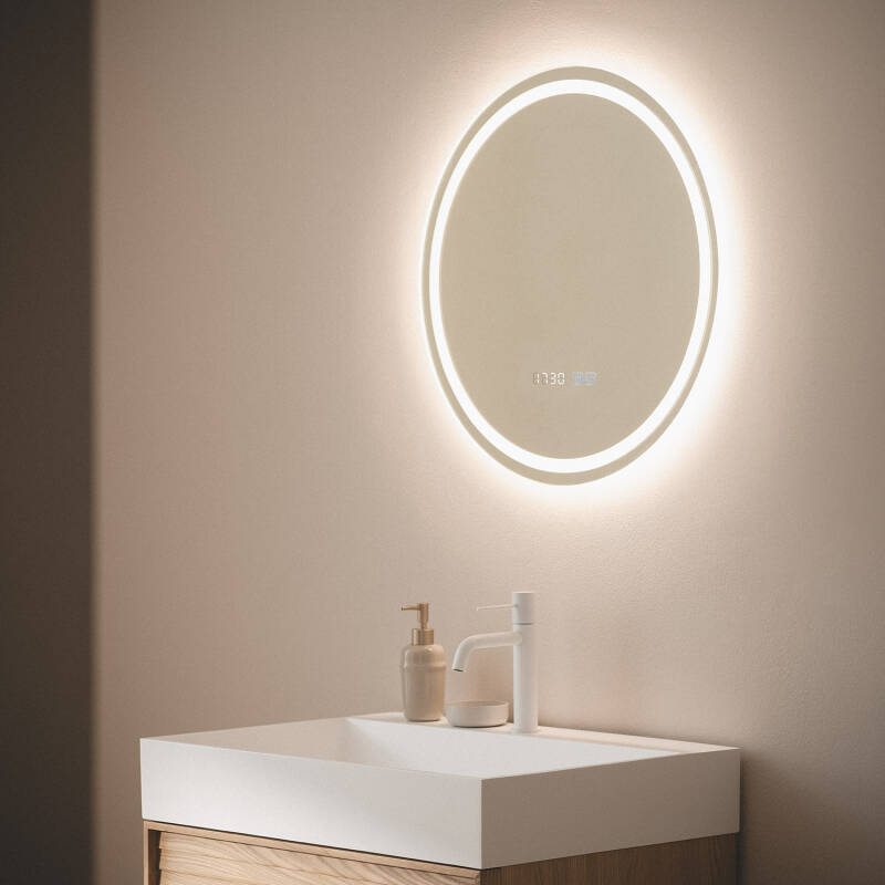 Espejo Baño con Luz LED Ø60 cm Stiniva
