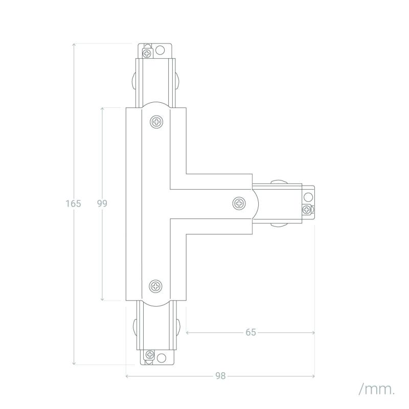 Conector Left Side Tipo T para Carril Trifásico