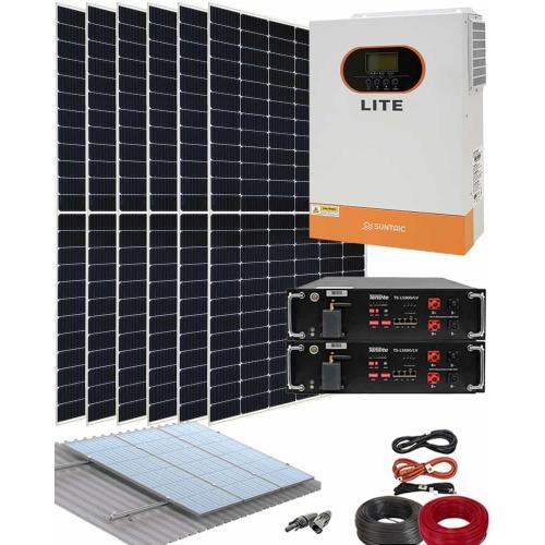 Kit Solar Aislada con Instalación Placas Solares para casa de Campo 5000W 48V con Batería de Litio Tensite