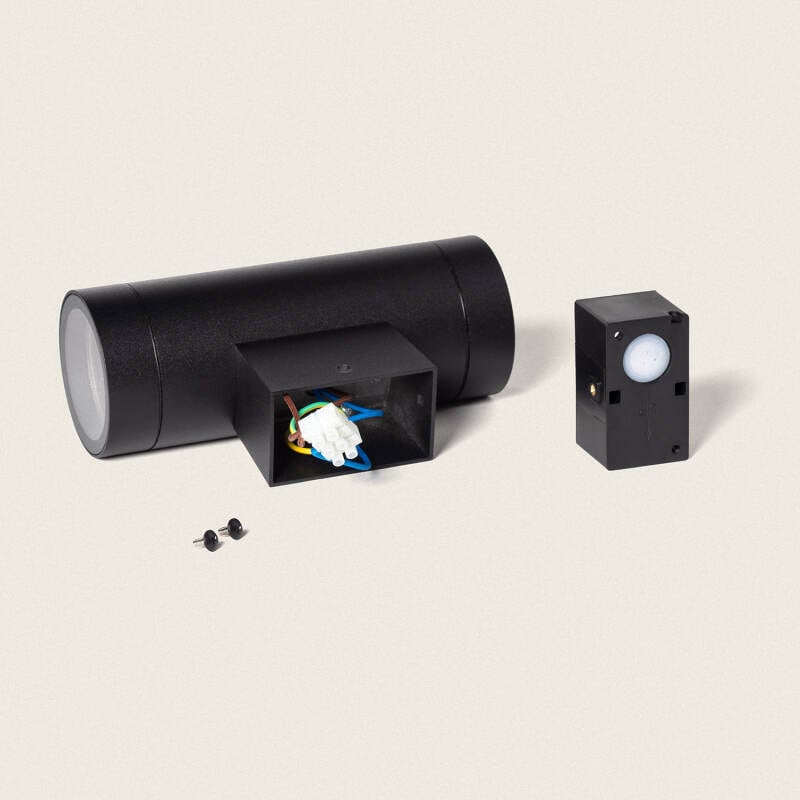 Aplique de Pared Exterior Aluminio Iluminación Doble Cara Negro Oakham