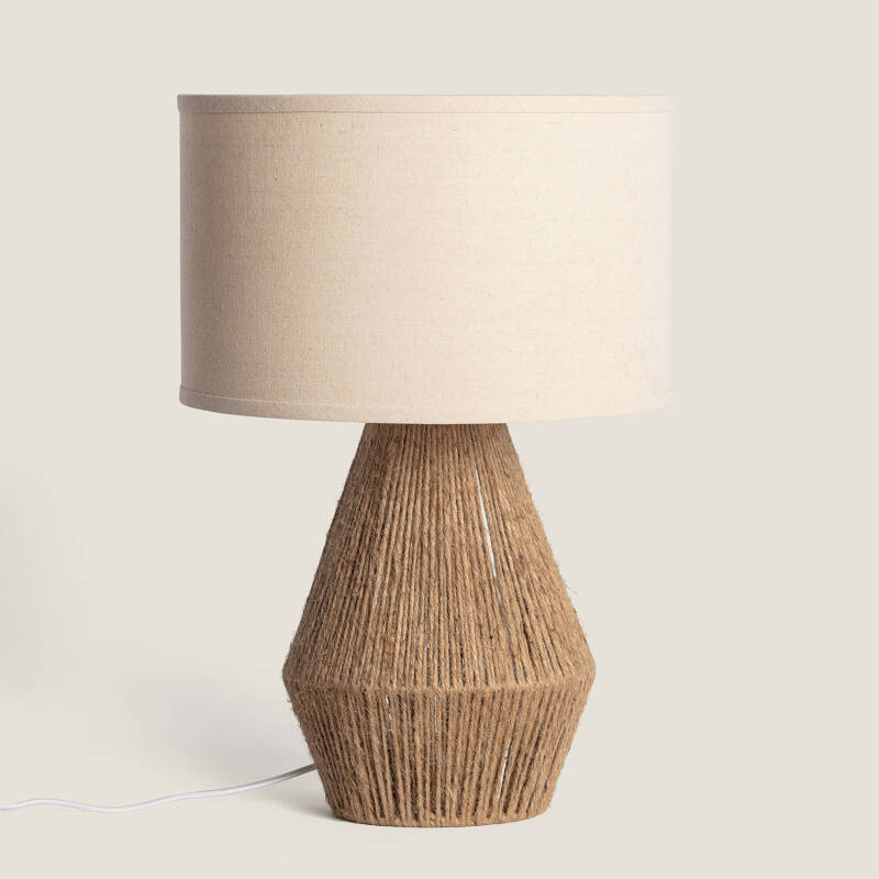 Lámpara de Mesa Cuerda Natural y Lino Muitu Dione