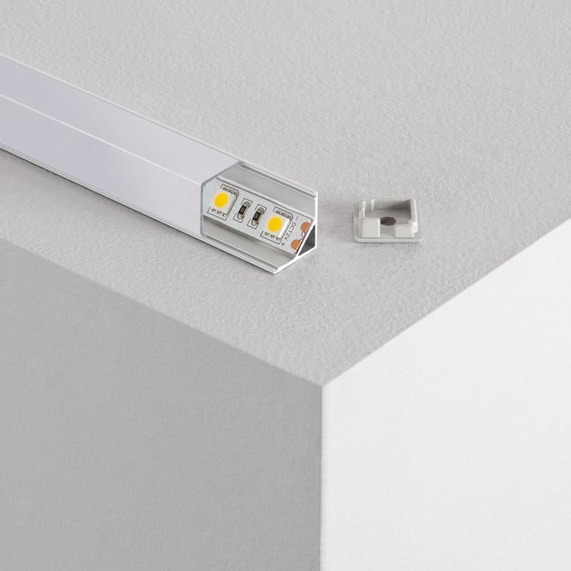 Perfil Aluminio Esquina Tapa Recta 2m para Tira LED hasta 10mm