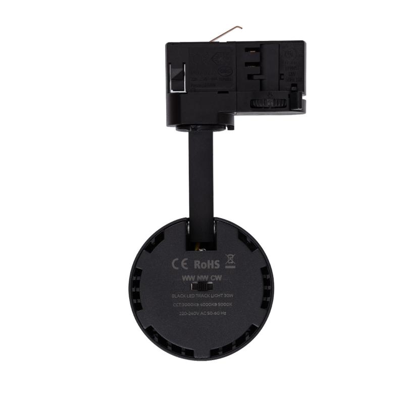 Foco Carril LED Trifásico 30W CCT Seleccionable Bertha Negro