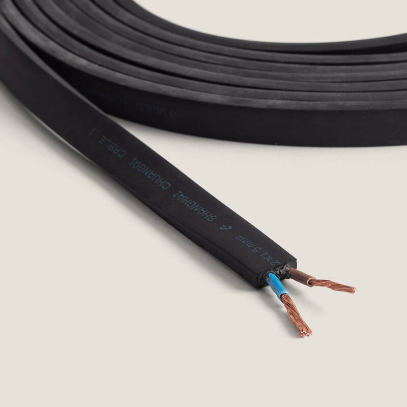 Cable Eléctrico Plano de Guirnaldas a Medida Negro