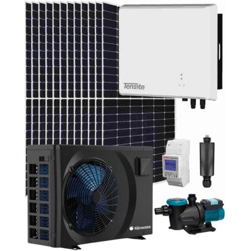 Kit Solar 6000W Tensite con Depuradora Piscina Solar Silen 0.75CV y Bomba Calor Piscina 40m3 9,5kW Klinwass Dolphin