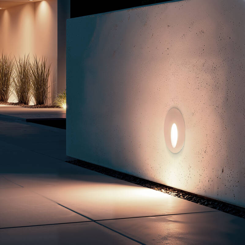 Baliza Exterior LED 3W Empotrable Pared Circular Blanco Boiler