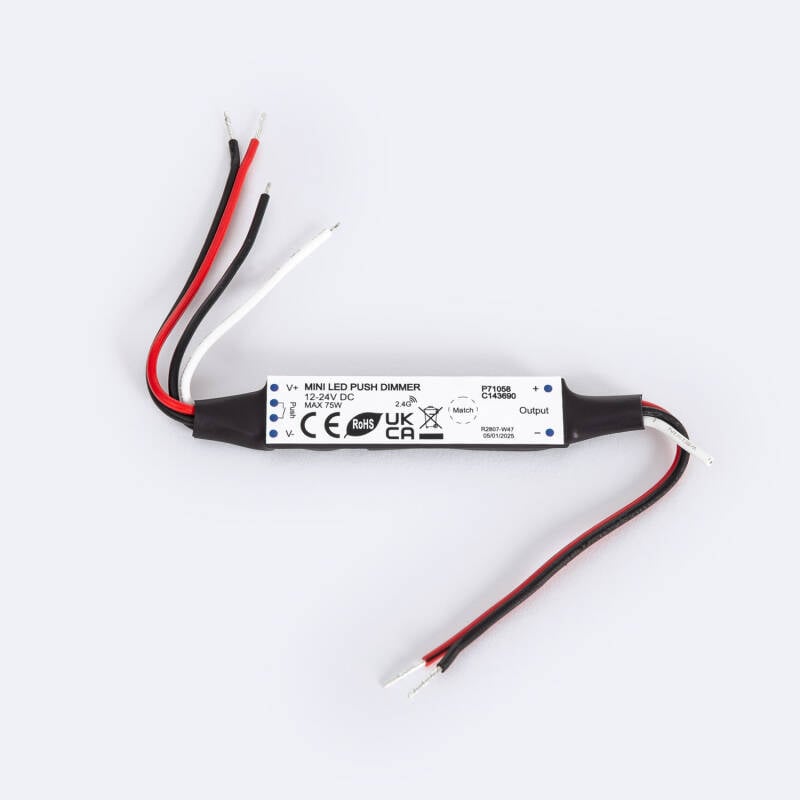 Controlador Tira LED Monocolor 12-24V SKYDANCE V1-N Compatible con Pulsador y Mando RF