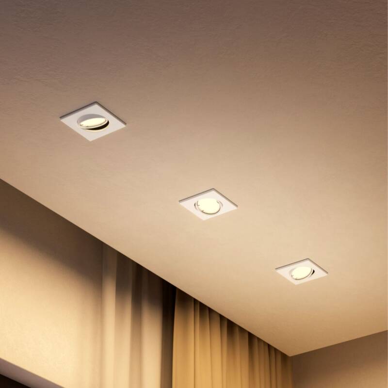 Aro Downlight Cuadrado PHILIPS Peridot para Bombilla LED GU10 Ø 75 mm