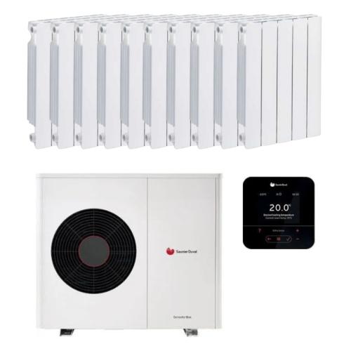 Kit Aerotermia con Radiadores de Aluminio 14kW Saunier Duval para 160m2