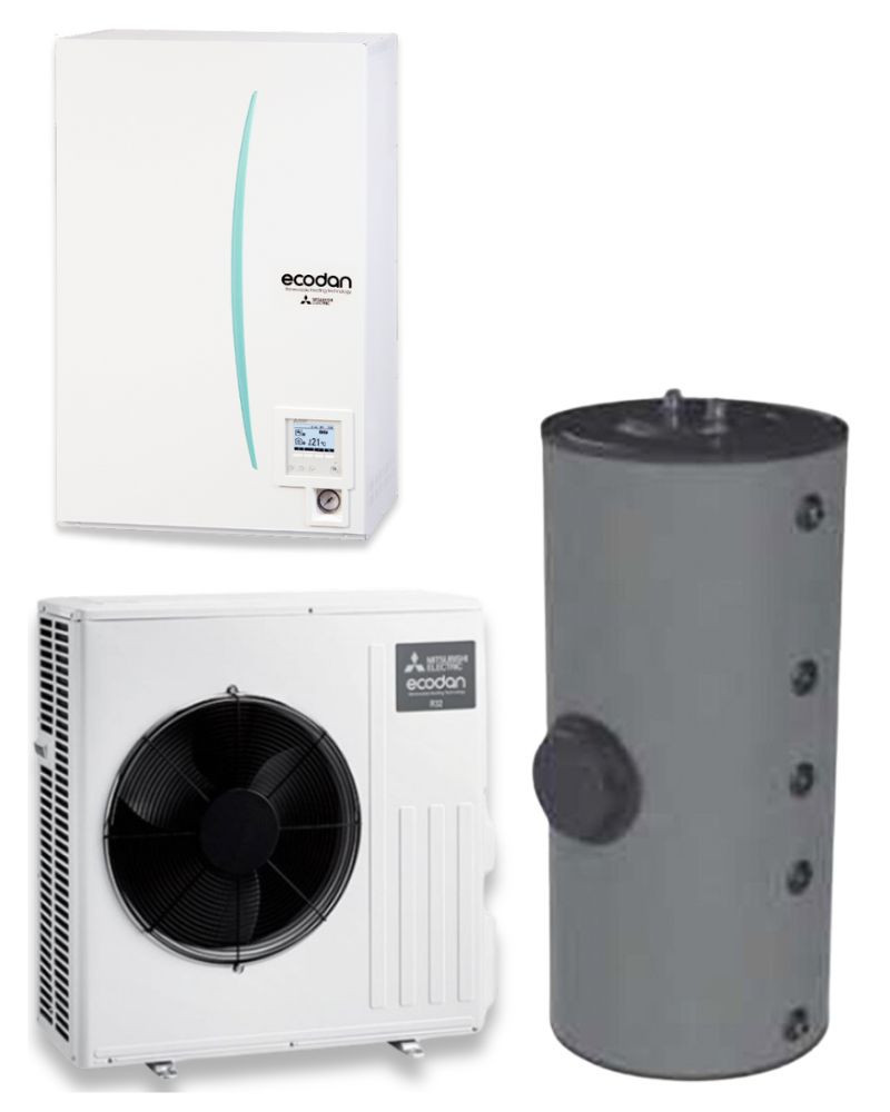 Kit Aerotermia Mitsubishi Ecodan Bibloc 8kW para ACS 200 litros