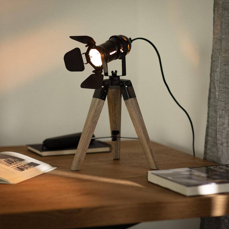 Lámpara de Mesa de Madera y Metal Cinema Kurangna  XS