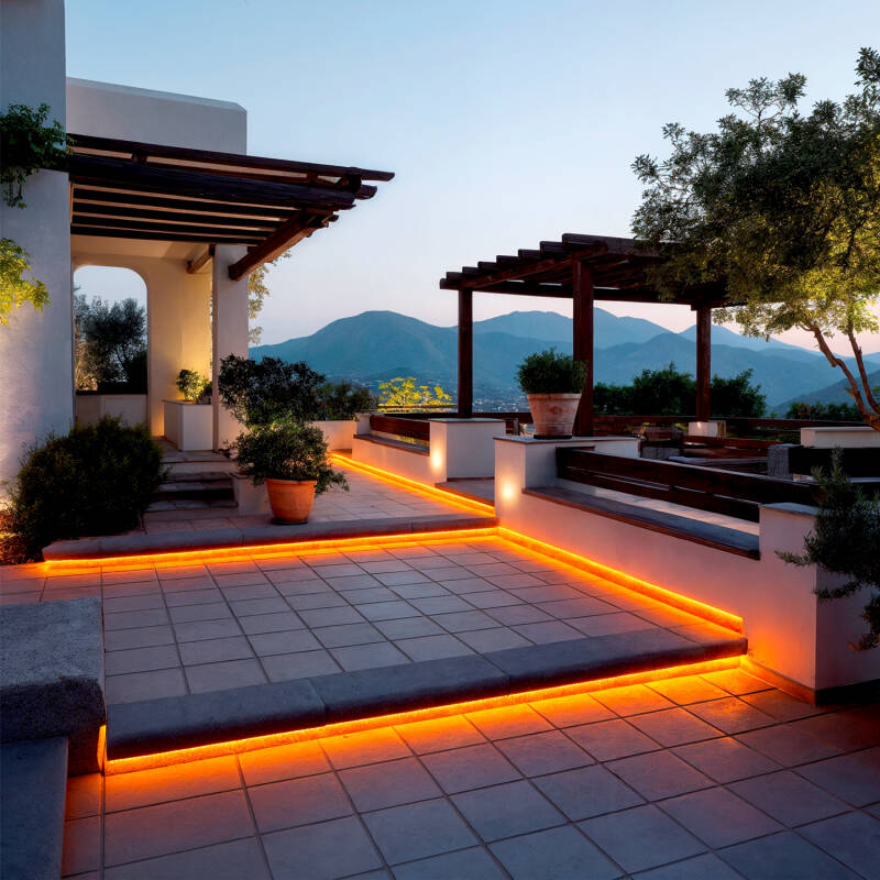 Tira LED Neón Regulable 220V BOBINA 50m Naranja Semicircular 180 9W/m Corte 100cm IP67