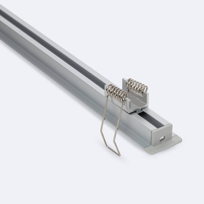 Perfil Aluminio Empotrable con Clips para Tiras LED hasta 12 mm