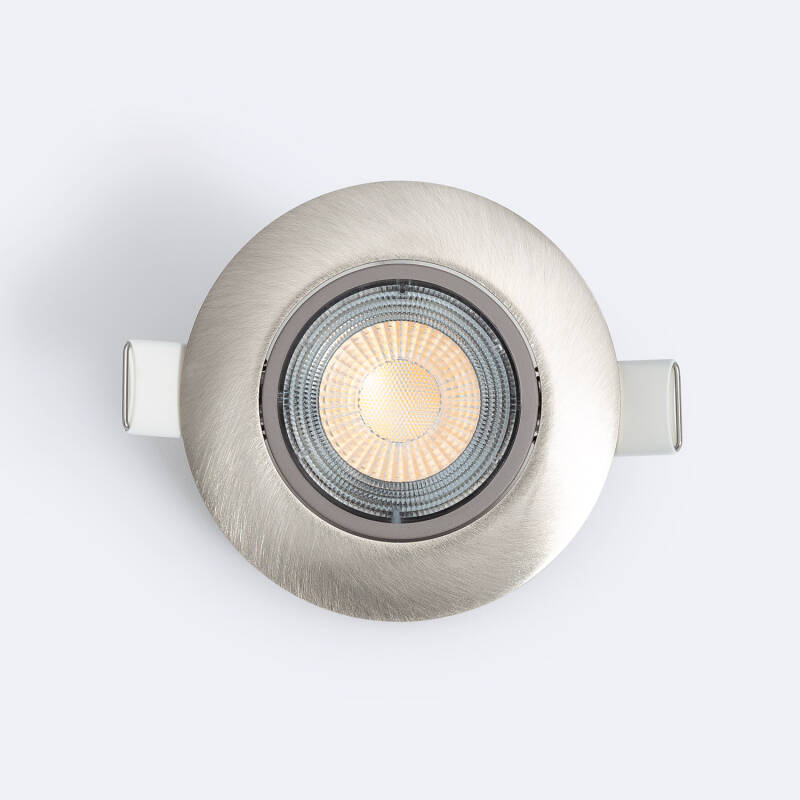 Foco Downlight LED 5W Direccionable Circular Níquel Cepillado Corte Ø 68 mm