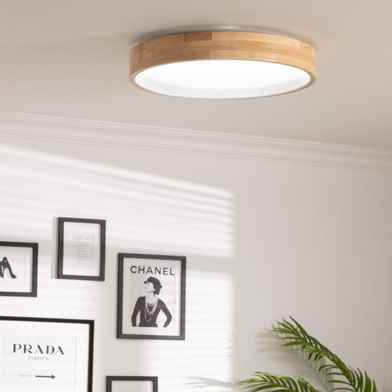 Plafón LED 30W Circular Madera Ø570 mm CCT Seleccionable Dari