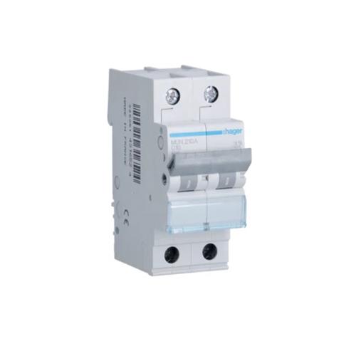 Interruptor automático magnetotérmico terciario Hager MU C16 2P 6kA MUN216A