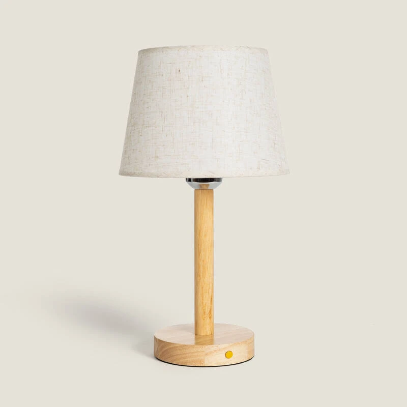 Lámpara de Mesa LED Portátil Madera con Batería USB Recargable Rowy