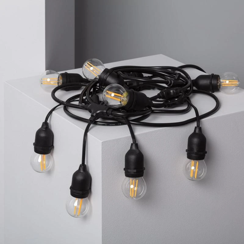 Guirnalda Exterior con Bombillas LED E27 Filamento 5.5m IP65 Negro