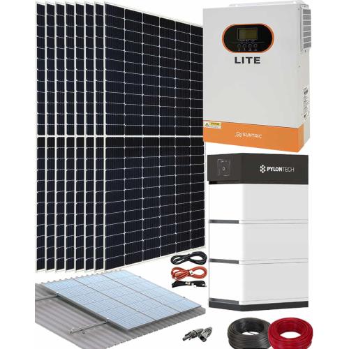 Kit Solar Aislada Litio Pylontech 14kWh 5000W 18500Whdia